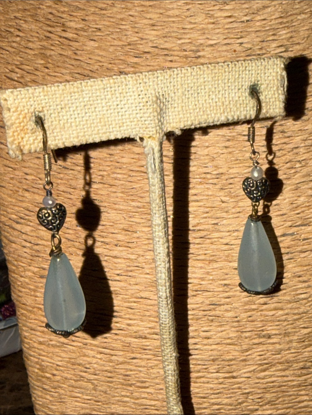 Sterling Silver Pierced Earrings Teardrop Dangle With Hearts